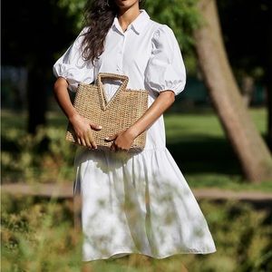 White poplin shirt dress